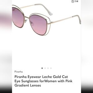 Piranha Gold Cat Eye Sunglasses with Pink Lenses